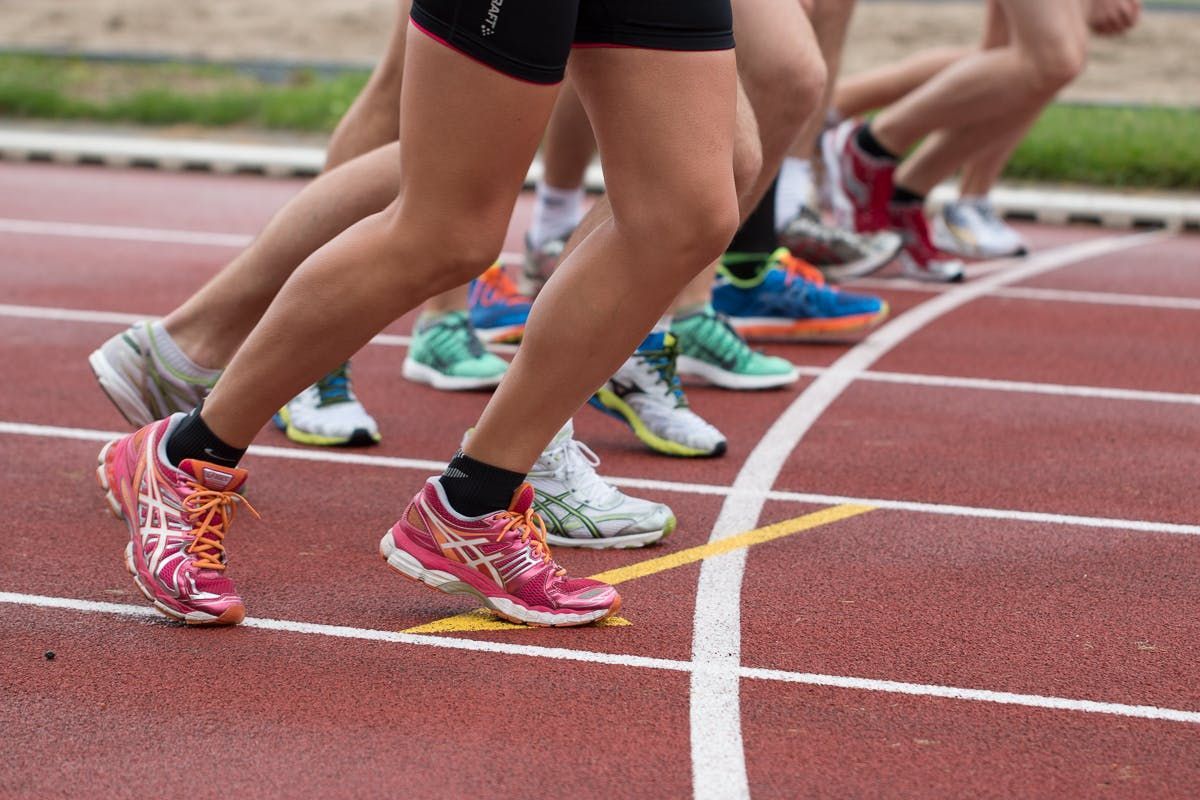 An image of legs of athletes
