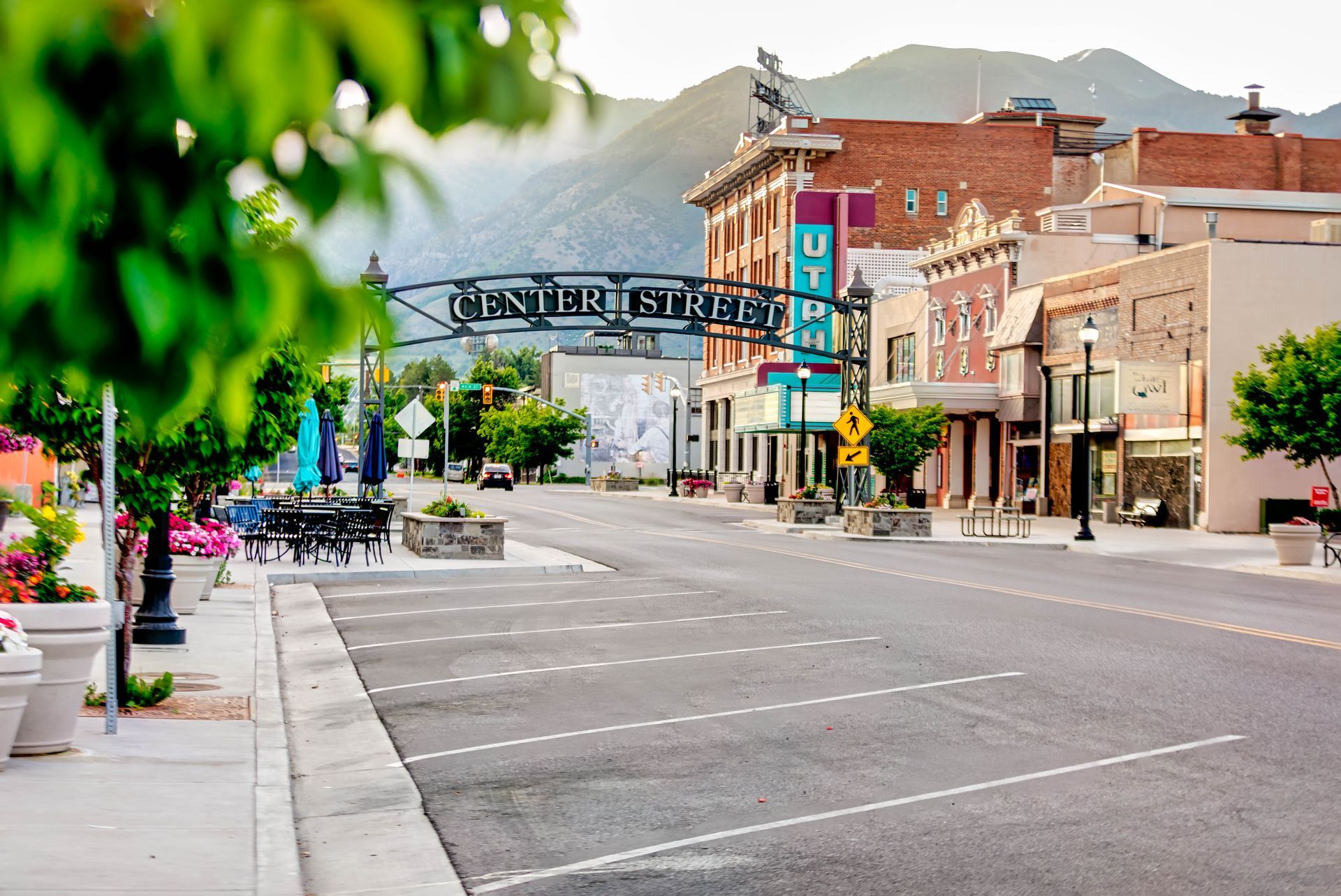 A city street with a sign that says Center Street on it.