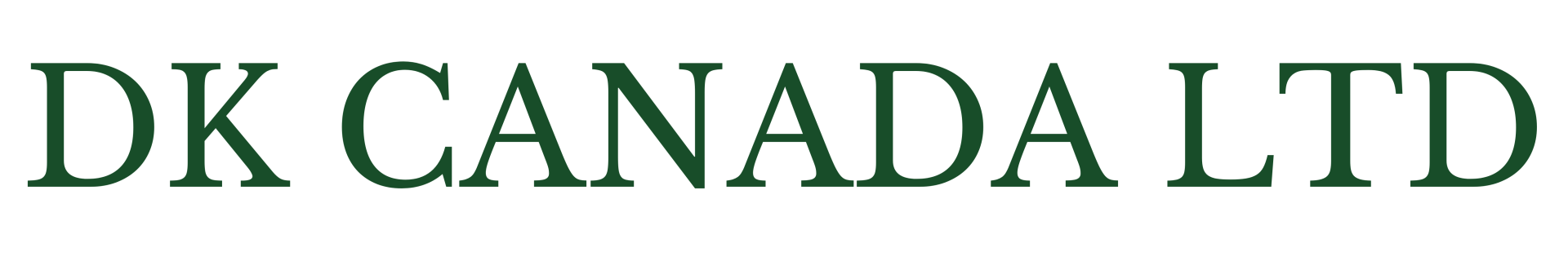 The logo for dk canada ltd is green and white on a white background.