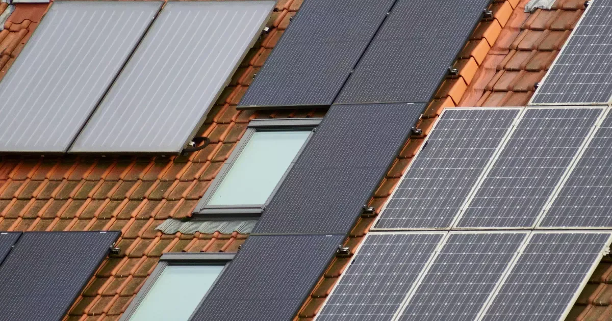 Detailed view of rooftop solar panels emphasizing sustainability through solar panel recycling