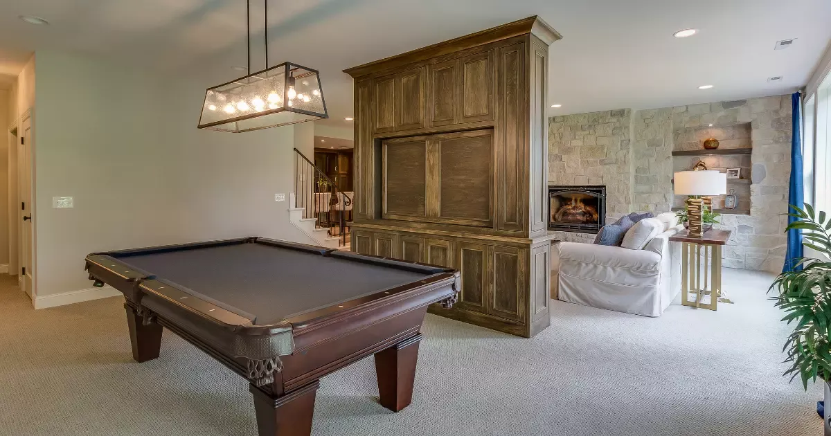 Functional furniture layout highlighting small basement design ideas