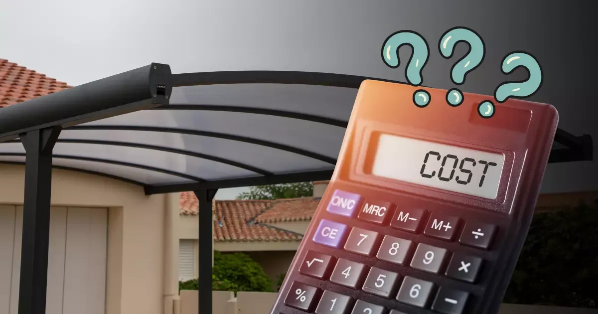 Calculator showing cost beside covered driveway for custom carport planning