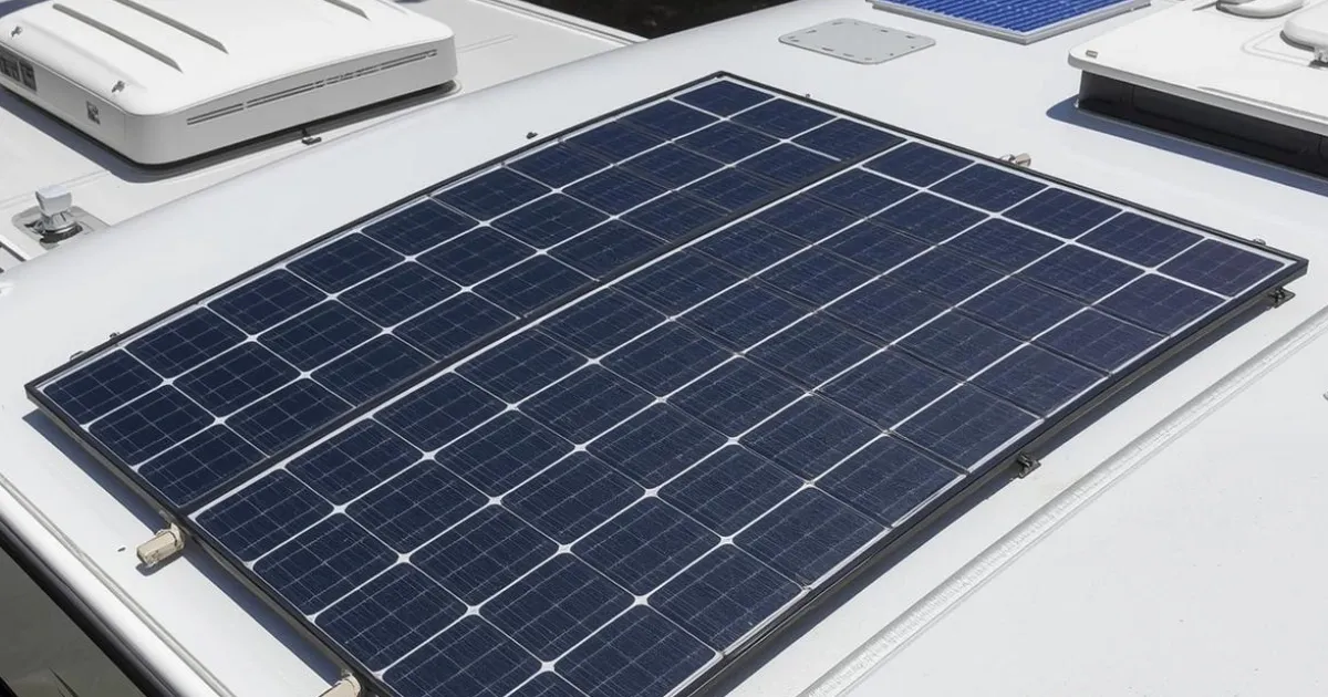 Roof-mounted solar panels installed on a flat surface for efficient renewable energy generation