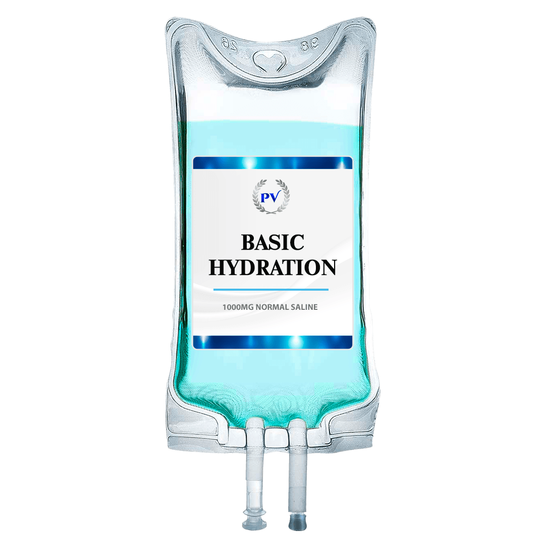 A bag of basic hydration is shown on a white background.