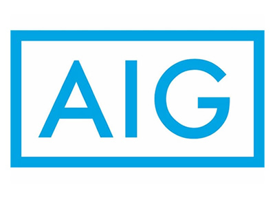 AIG logo in blue letters inside a blue rectangular border on a white background
