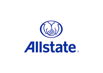 Allstate logo in blue with hands cupped inside a circle