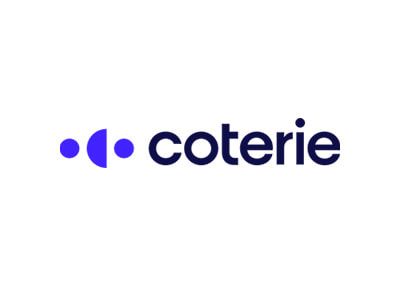 Coterie logo with purple icon and dark blue text on a white background