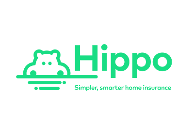 Hippo home insurance logo with green hippo icon and tagline “Simpler, smarter home insurance”