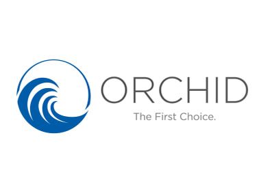 ORCHID logo with blue wave icon and gray text, tagline “The First Choice.”