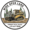 Wide Open Land logo with a bulldozer and excavator, owner Ricky Bates and phone number.