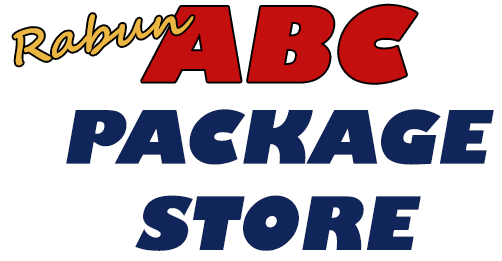 Logo for Rabun ABC Package Store in red, gold, and blue, featuring the store's name.