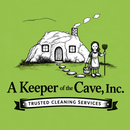 Logo for A Keeper of the Cave, Inc.: cave house with cleaning person and “Trusted Cleaning Services” banner