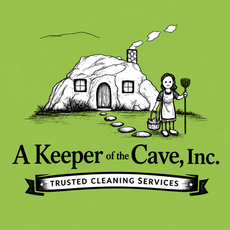Logo for Hands-On Cleaning featuring two handprints, one red and one blue, with the company name below.
