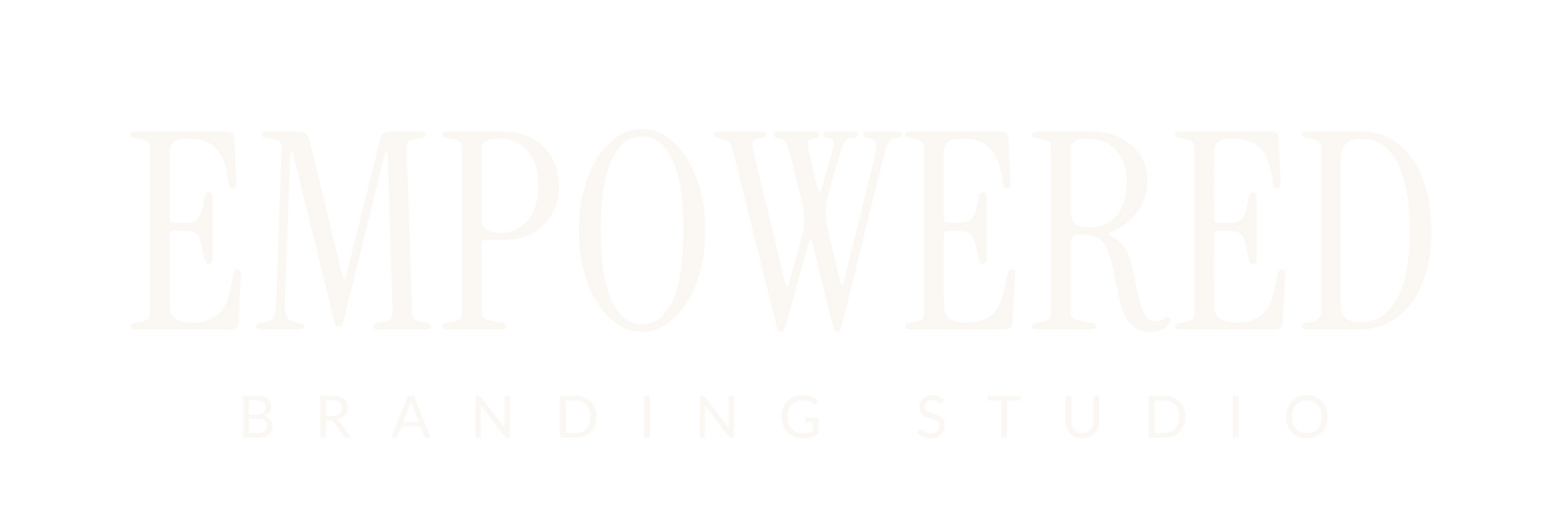 Faint “EMPOWERED” text with a barely visible smaller subtitle underneath on a white background