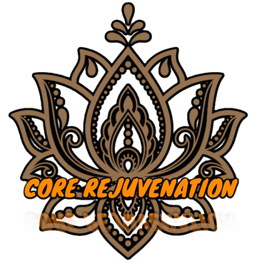 Stylized brown lotus logo with “CORE-REJUVENATION” in orange text