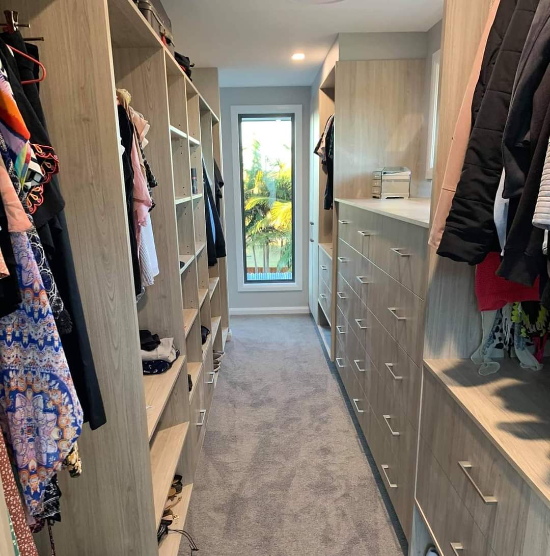 Walk In Wardrobe With Inbuilt Shelving — DMB Kitchens in Port Macquarie, NSW