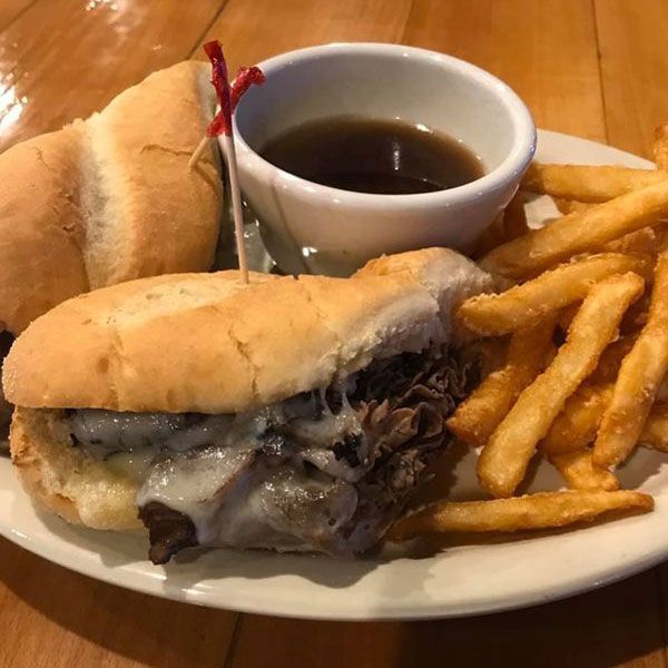 french dip sandwich and fries