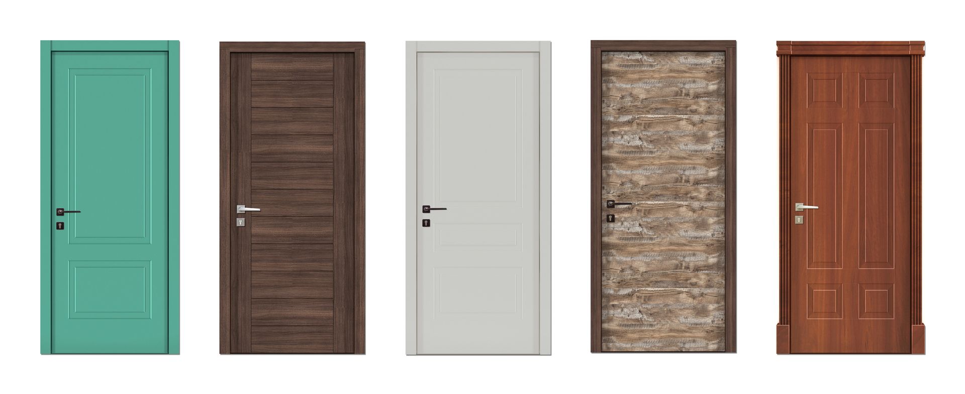 Five different style interior doors.