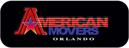 American Movers logo in red and blue on a black background with a star graphic
