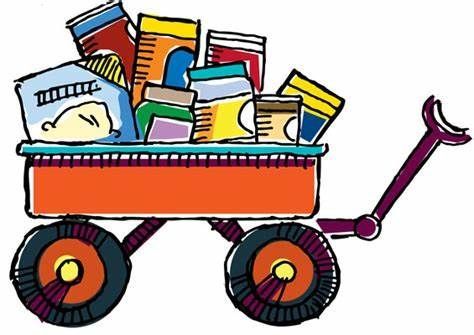 Cartoon wagon with nonperishable foods