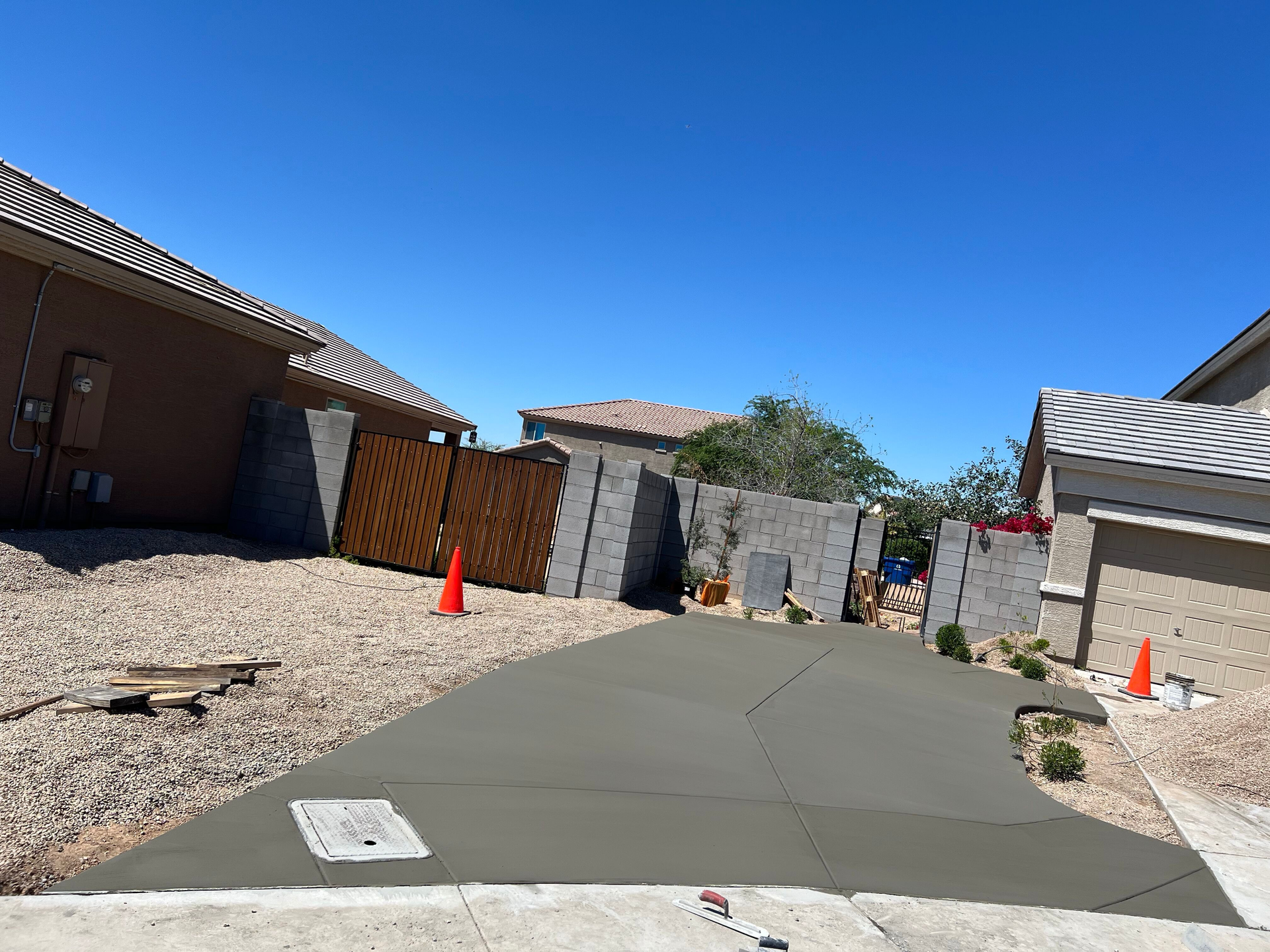 Newly poured concrete driveway in Phoenix
