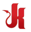 Red logo with a stylized letter