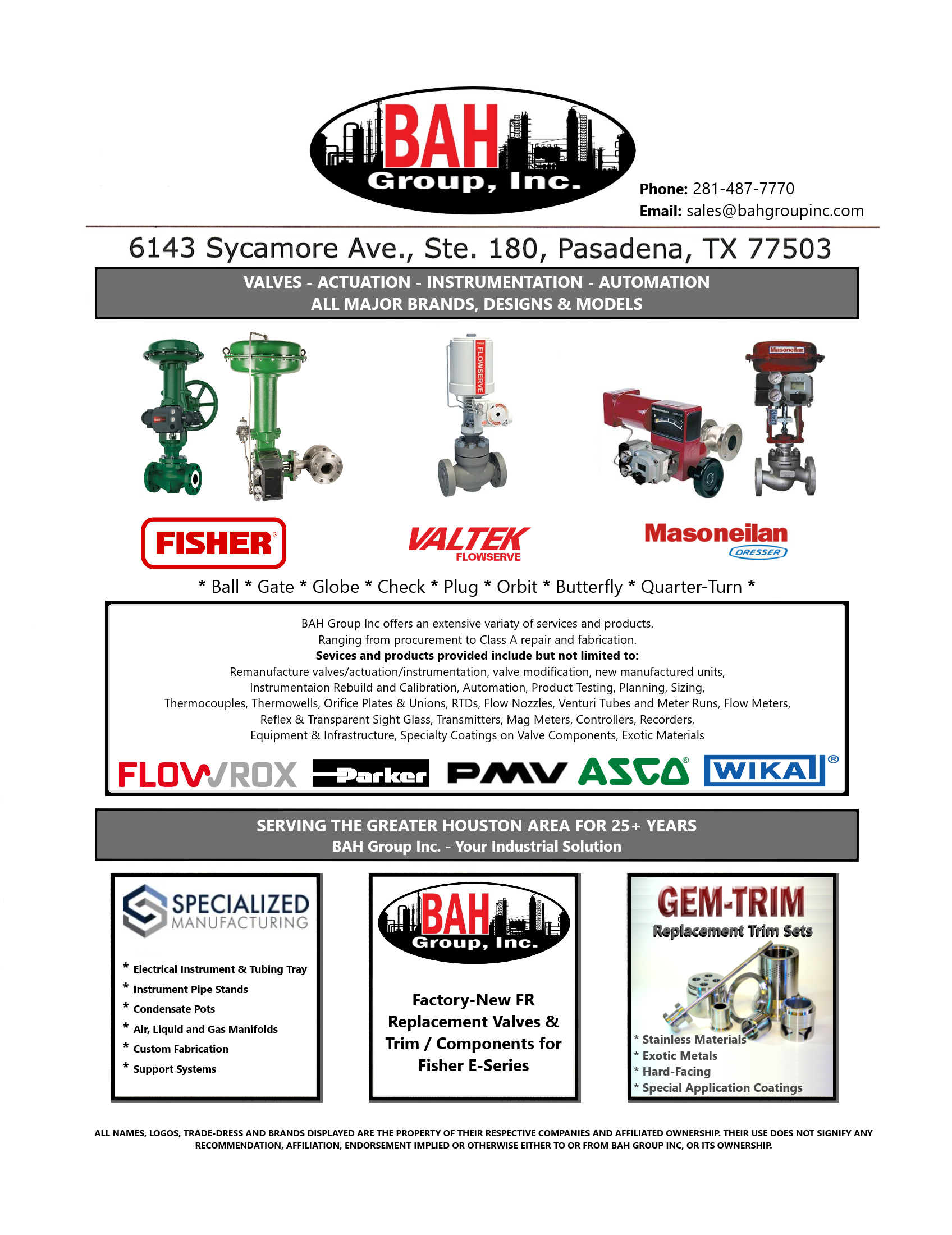 A brochure for a company called bah group inc.