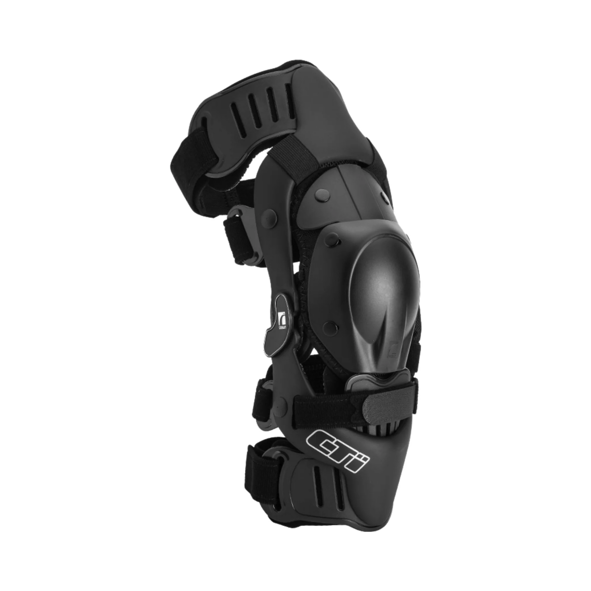 Black Knee Brace With Metal Hinges and Padded Straps — Gall Bros Medical in Robina, QLD
