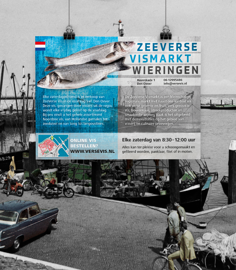 A6 flyer Zeeverse Vismarkt Den Oever DE/NL by reclamestudio Morant