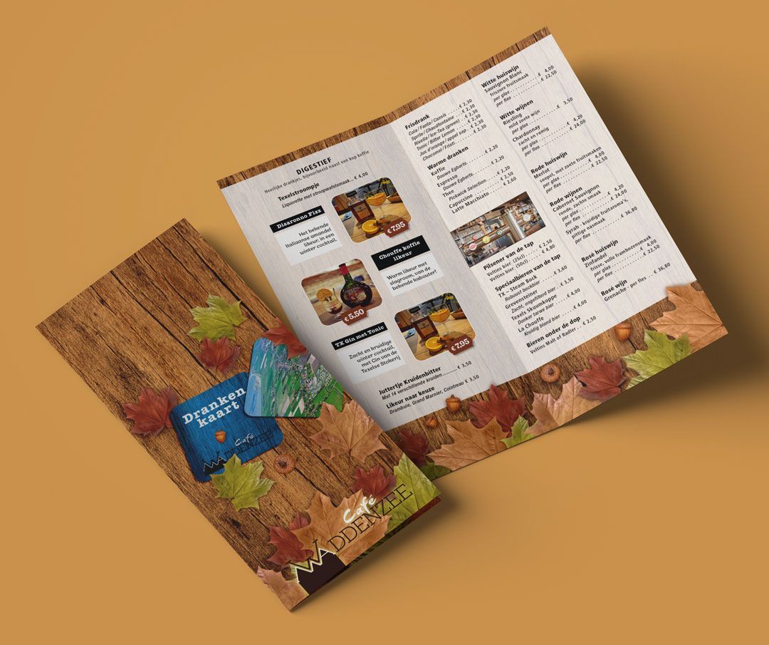Drankenkaart café Waddenzee by reclamestudio Morant