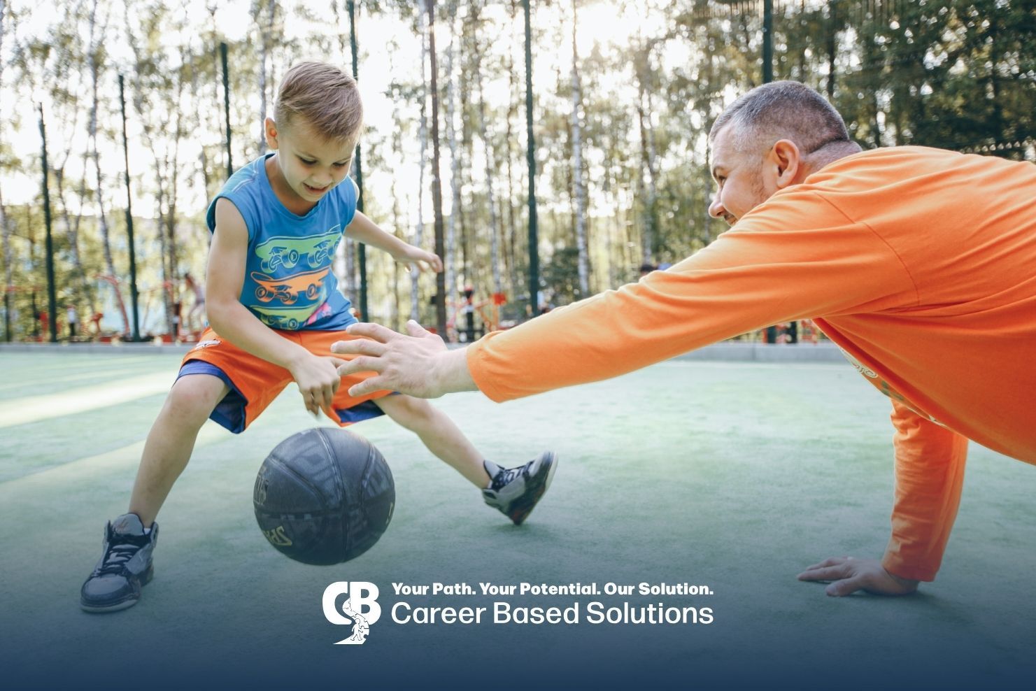 Autistic boy enjoying an adaptive sports activity outdoors with a therapist during ABA therapy