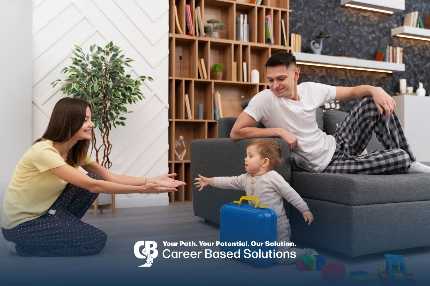 Therapists support autistic child at home with safety steps and organized activities in comfort.
