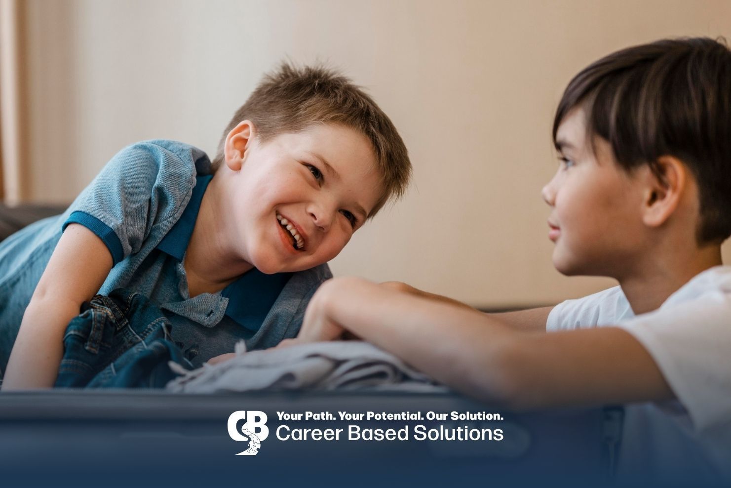 Two autistic kids smile and chat, sharing quality time that fosters connection and mutual support.
