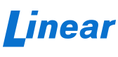Blue “Linear” logo in italic text on a white background