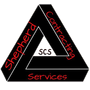 A black impossible triangle logo with the red text "Shepherd Contracting Services" and the letters "SCS" in the center.