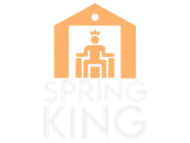 Orange Spring King logo with a stylized person and house above the text.