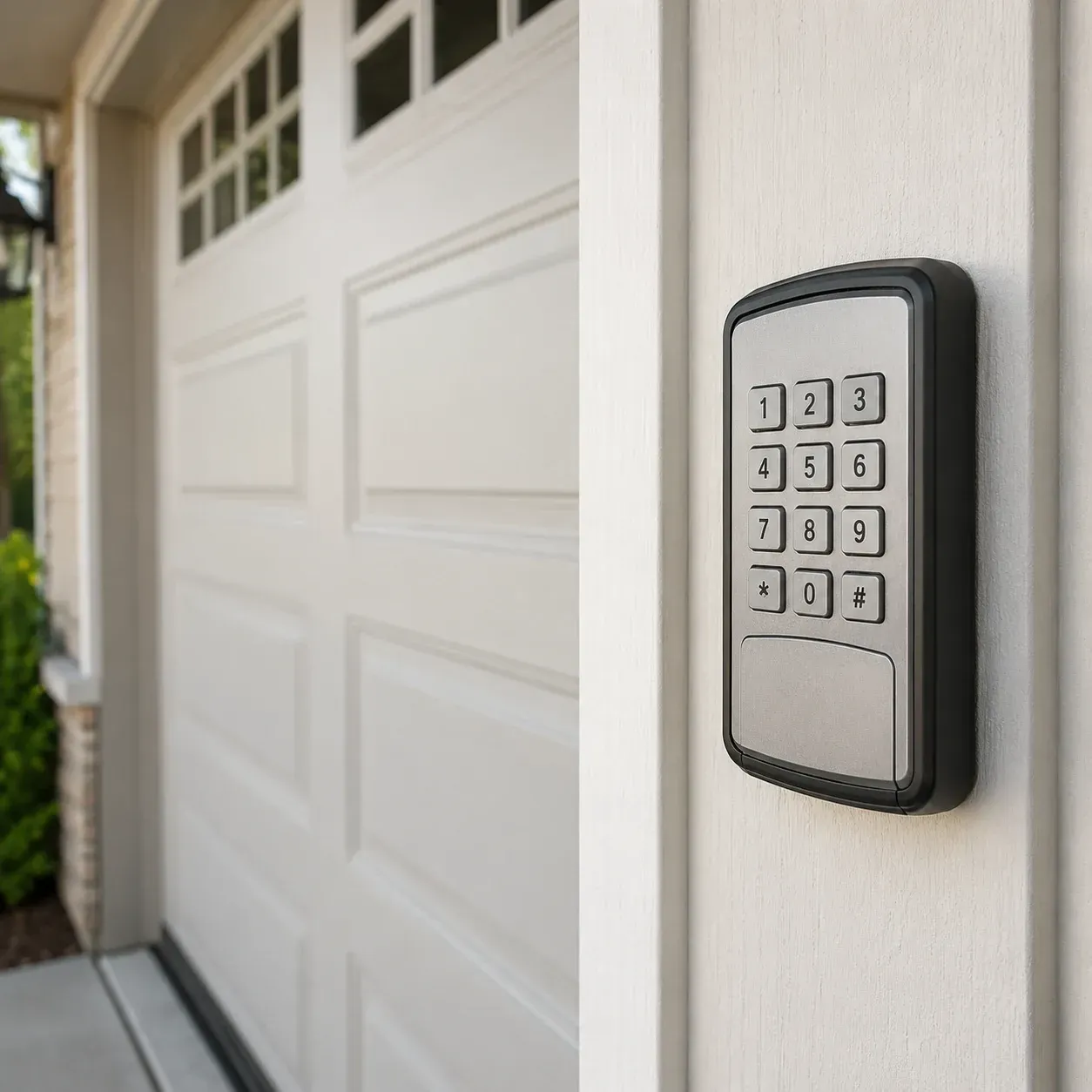 Garage door keypad installation on a residential garage in Roscoe IL