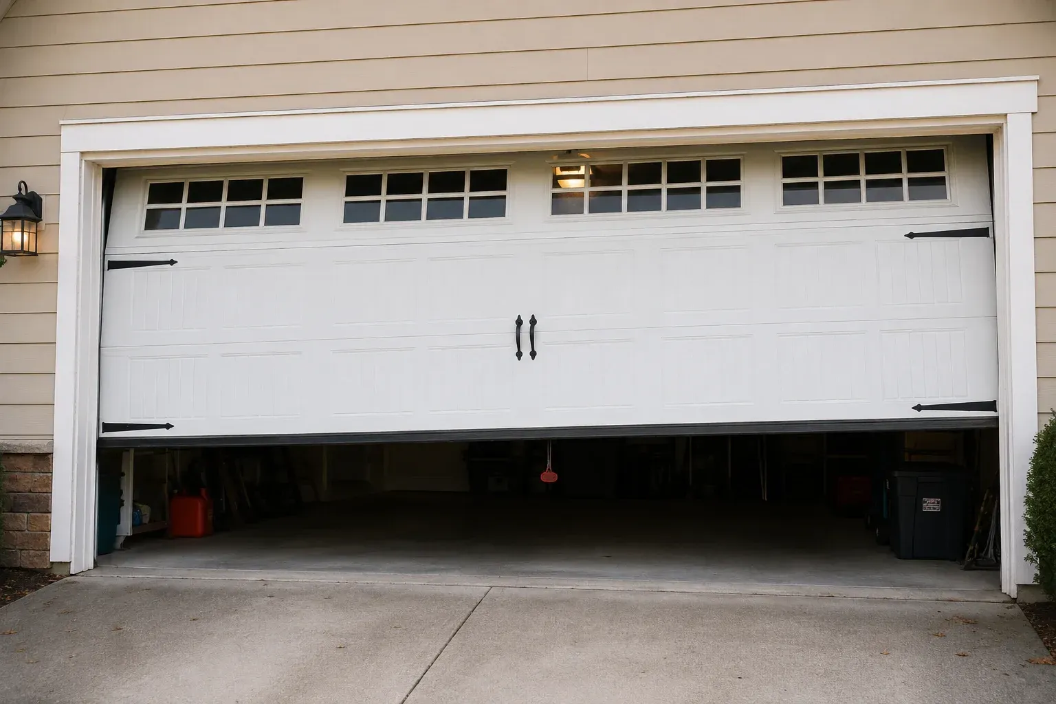 Residential garage door stuck partially open and needing garage door repair