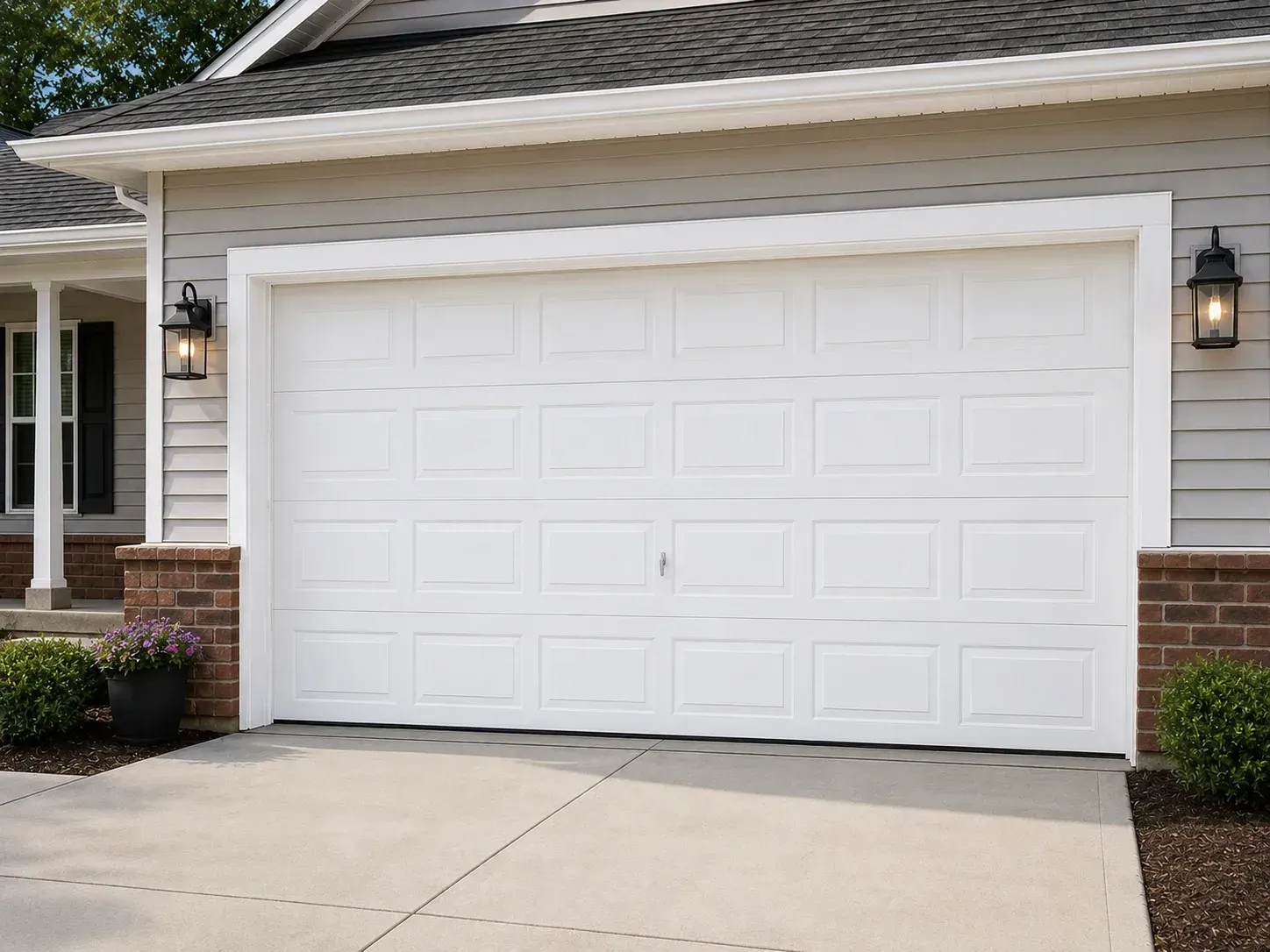 White residential garage door on a home in Roscoe IL