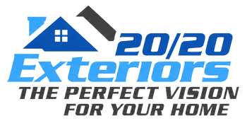 20/20 Exteriors logo with blue house roof icon and slogan “The Perfect Vision for Your Home” 20/20 Exteriors logo with blue house roof icon and slogan “The Perfect Vision for Your Home”
