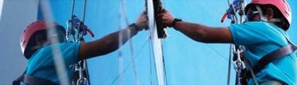 werken op hoogte, schoonmaak, glazenwasser, ramenwasser, window cleaning