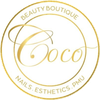 Logo circolare dorato di Coco Beauty Boutique con la scritta “Nails. Estetics. PMU”