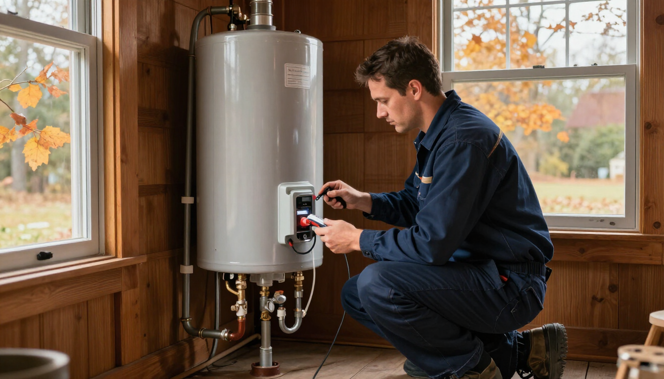 Annual plumbing service inspection preparing a home for fall