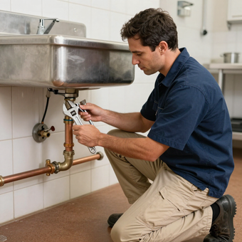 kitchen sink repaired by gainesville plumbing in a customers business in hoschton ga