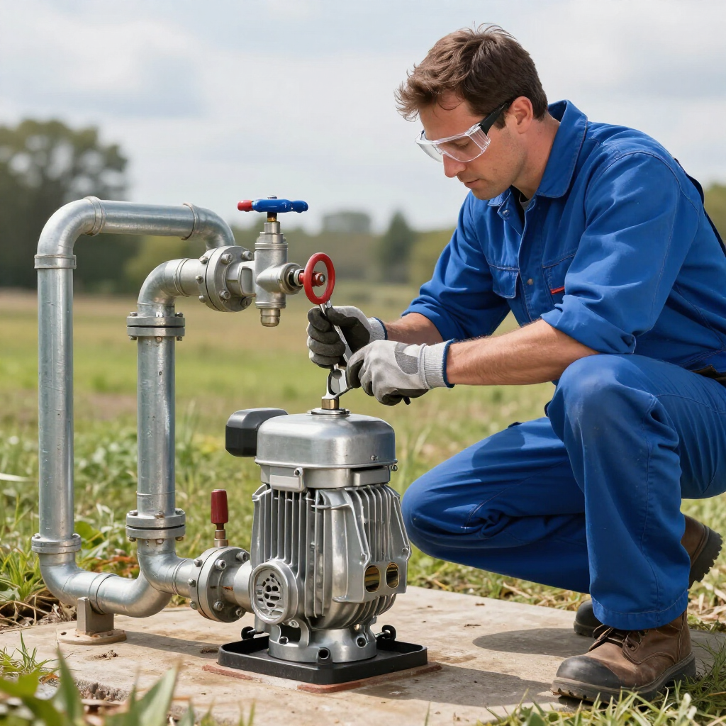residential plumbing well repair by a gainesville plumbing technician in a blue uniform