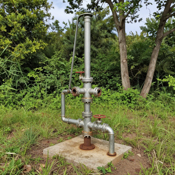 outdoor well pump pipe surrounded by trees and plants in hall county ga