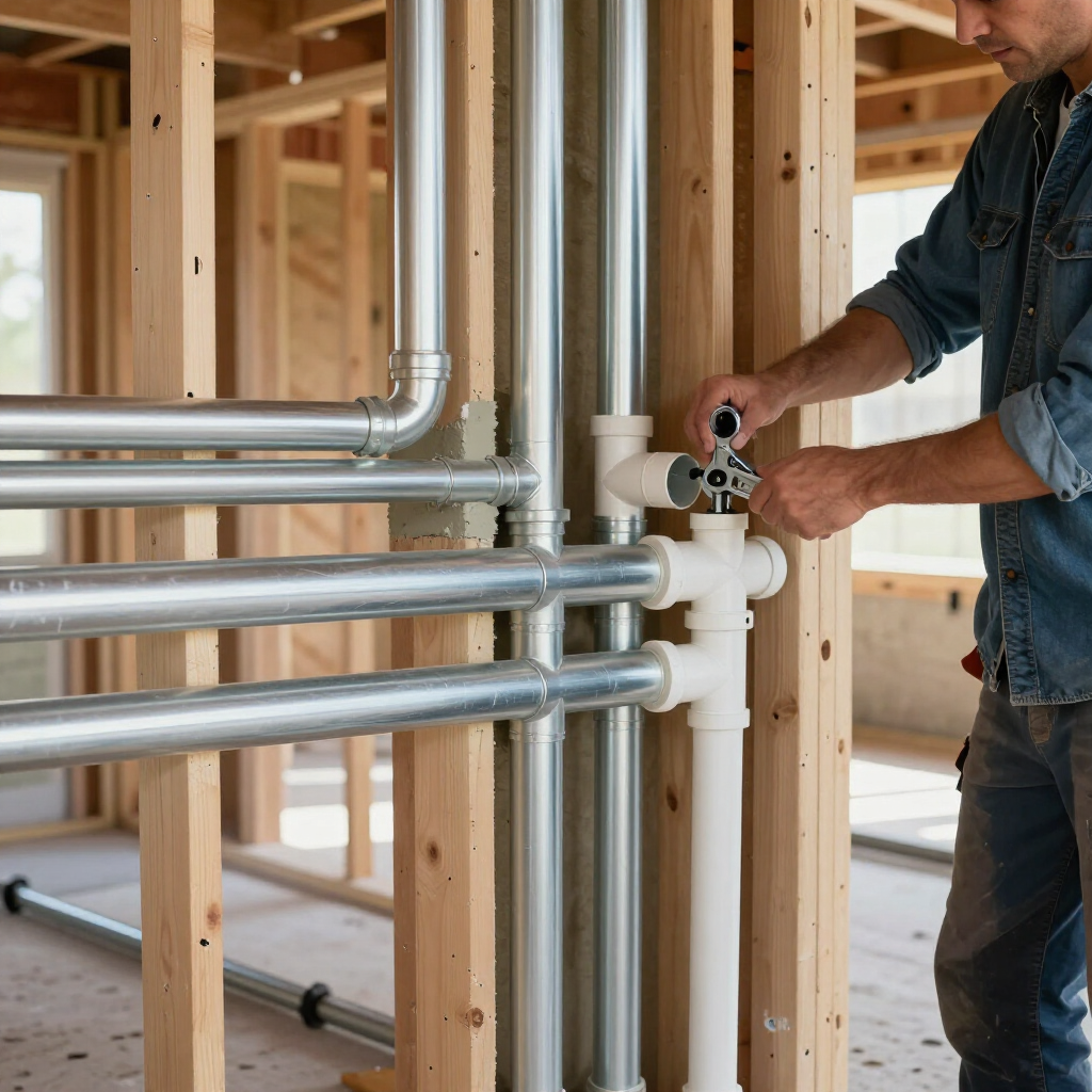 new construction plumbing being performed by gainesville plumbing on a new house build in brasleton ga