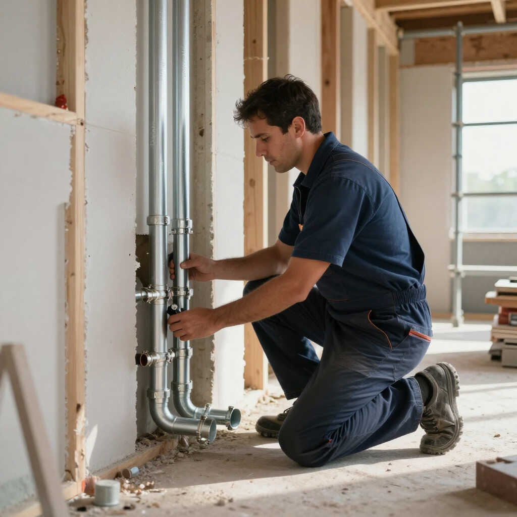 residential plumbing new construction plumbing install by a gainesville plumbing technician in a blue uniform