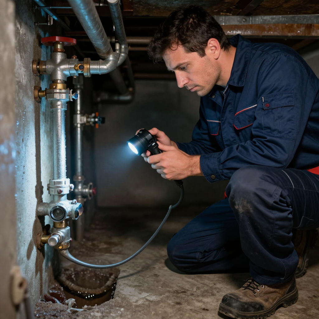 plumbing diagnostics and repairs by a master plumber in hall county ga looking at pipes underground in customer's crawl space