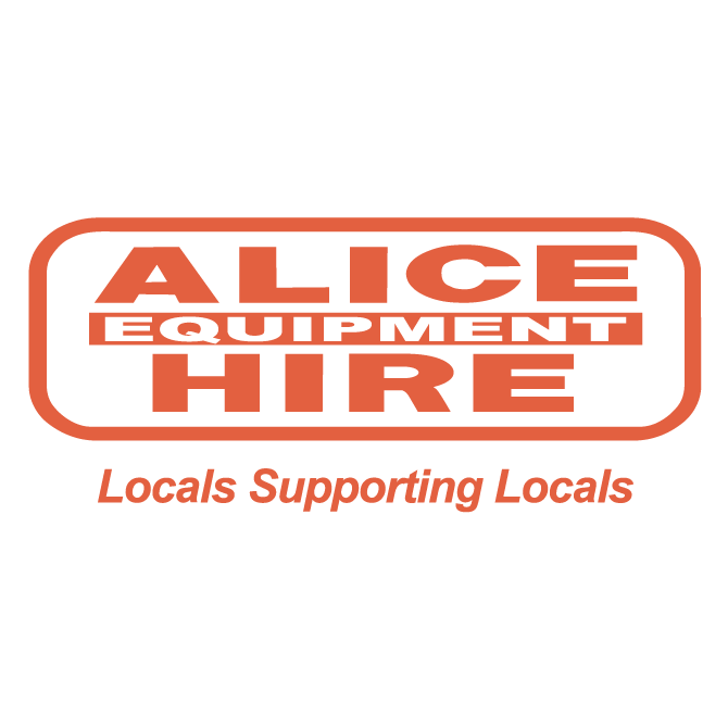 Logo for Alice Equipment Hire: orange text on white. 